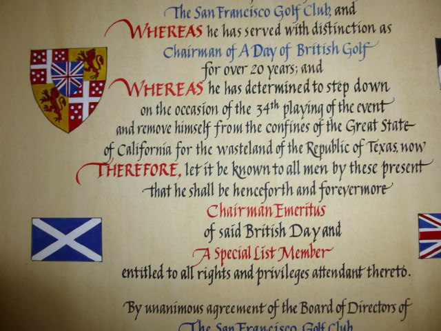 Detail of the proclamation, showing a strong vertical italic script to enhance the formal tone of the piece.